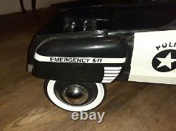 Vintage Police Highway Patrol Kid Metal Pedal Car by Burns Novelty & Toy Co