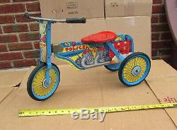 Vintage Police Policeman Toy Childs Tricycle Trike Scooter Pedal Car type