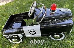 Vintage Police Protect Serve 911 Patrol Metal Pedal Car #54 Chief Lights Work