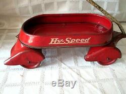 Vintage Pressed Steel- Hy-speed Airflow Skippy Teardrop Streamline Wagon-18 Toy
