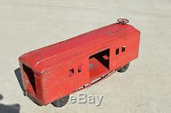 Vintage Pressed Steel Ride On Toy Train Car 24 Long Very Good Condition