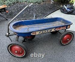Vintage RARE Blue-Ball Bearing FlyerBlue Metal Wagon -Gulf
