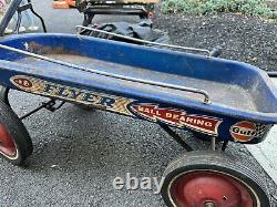 Vintage RARE Blue-Ball Bearing FlyerBlue Metal Wagon -Gulf