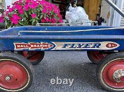 Vintage RARE Blue-Ball Bearing FlyerBlue Metal Wagon -Gulf
