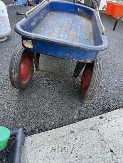 Vintage RARE Blue-Ball Bearing FlyerBlue Metal Wagon -Gulf