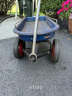 Vintage RARE Blue-Ball Bearing FlyerBlue Metal Wagon -Gulf