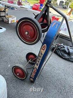 Vintage RARE Blue-Ball Bearing FlyerBlue Metal Wagon -Gulf