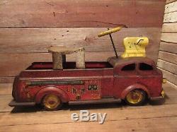Vintage RARE Large Metal Wyandotte Child Ride-On Toy FIRETRUCK RESTORATION PARTS