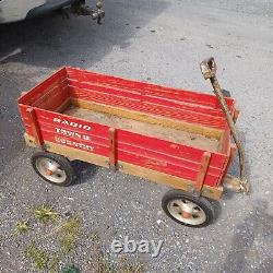 Vintage Radio Flyer Town & Country Red Wood Wagon EUC