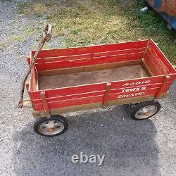 Vintage Radio Flyer Town & Country Red Wood Wagon EUC