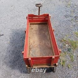 Vintage Radio Flyer Town & Country Red Wood Wagon EUC