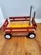 Vintage Radio Flyer Wood Wagon 4 Wheel with 4 Wood Sides Rails & Metal Handle