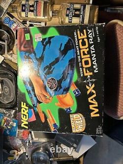 Vintage Rare NERF Max Force Manta Ray Blaster 1995 Fully Functional Nine Darts
