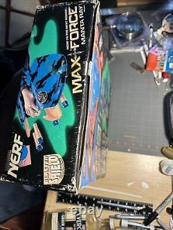 Vintage Rare NERF Max Force Manta Ray Blaster 1995 Fully Functional Nine Darts
