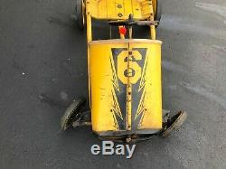 Vintage Rare Thunder Bolt #6 Yellow & Black Pedal Car Race Pedal Car Kids Toy