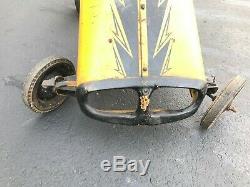 Vintage Rare Thunder Bolt #6 Yellow & Black Pedal Car Race Pedal Car Kids Toy