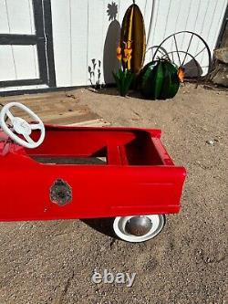 Vintage Red Metal Kids Pedal Car Jr. Fireman Fire Dept 1980s with Bell