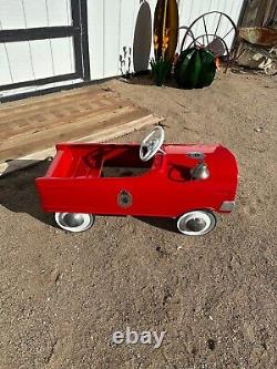 Vintage Red Metal Kids Pedal Car Jr. Fireman Fire Dept 1980s with Bell