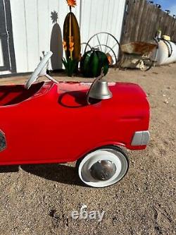 Vintage Red Metal Kids Pedal Car Jr. Fireman Fire Dept 1980s with Bell