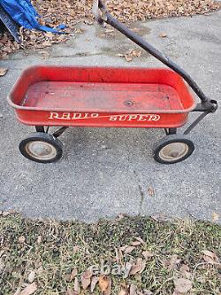 Vintage SUPER RADIO FLYER Red Wagon featuring Unique DECAL (No Other On Ebay!)