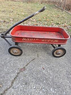 Vintage SUPER RADIO FLYER Red Wagon featuring Unique DECAL (No Other On Ebay!)