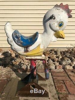 Vintage Saddle Mates Chicken Playground Riding Toy Aluminum body with heavy base