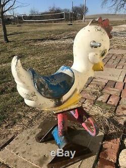 Vintage Saddle Mates Chicken Playground Riding Toy Aluminum body with heavy base