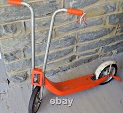 Vintage Scooter Push Style 2 Wheel Metal Orange & White