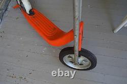 Vintage Scooter Push Style 2 Wheel Metal Orange & White