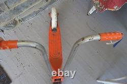 Vintage Scooter Push Style 2 Wheel Metal Orange & White