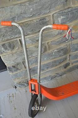 Vintage Scooter Push Style 2 Wheel Metal Orange & White