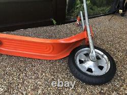 Vintage Scooter Push Style 2 Wheel Metal Orange & White