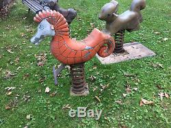 Vintage Seahorse Playground Cast Aluminum Spring Ride Toy Mexico Forge