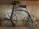 Vintage Small Tricycle Home Decor Black Metal and Wood Moving Parts Industrial
