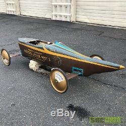 Vintage Soap Box Derby Race Car Downhill Racer Blue and Brown