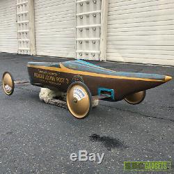 Vintage Soap Box Derby Race Car Downhill Racer Blue and Brown