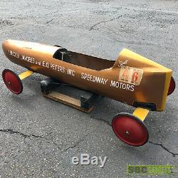 Vintage Soap Box Derby Race Car Downhill Racer Red and Gold