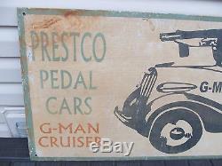 Vintage Steel G- Man Cruiser Pedal Car Sign Pioneer Murray Steelcraft Garton Toy