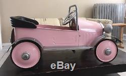 Vintage Style Pink Roadster Pedal Car Steel Body Rubber Tires Ford Model A