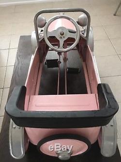 Vintage Style Pink Roadster Pedal Car Steel Body Rubber Tires Ford Model A