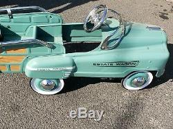 Vintage Teal Pedal Car Excellent Cond, Estate Woody Wagon Circa 1980's WE SHIP