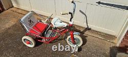 Vintage Two Seater Happy Rider Red & White Tricycle