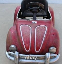 Vintage VW Red Beetle Junior Sportster Metal Pedal Car