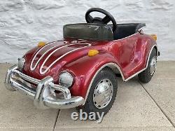 Vintage VW Red Beetle Junior Sportster Metal Pedal Car TS-110 Rare