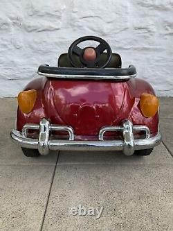 Vintage VW Red Beetle Junior Sportster Metal Pedal Car TS-110 Rare