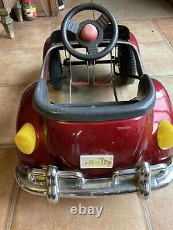 Vintage VW Red Beetle Junior Sportster Metal Pedal Car TS-110 Rare Volkswagen
