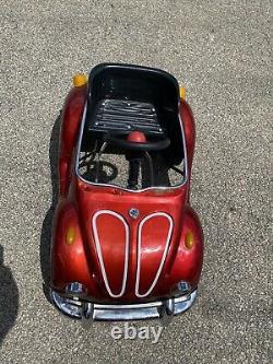 Vintage VW Red Beetle Junior Sportster Metal Pedal Car TS-110 Rare Volkswagen
