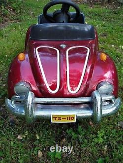 Vintage VW Red Beetle Junior Sportster Metal Pedal Car TS-110 Rare and works