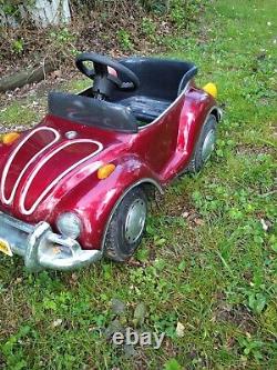 Vintage VW Red Beetle Junior Sportster Metal Pedal Car TS-110 Rare and works