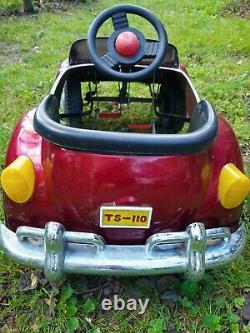 Vintage VW Red Beetle Junior Sportster Metal Pedal Car TS-110 Rare and works